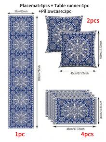 1 pieza Camino de mesa de lino con estampado floral azul, disponible en múltiples tamaños, adecuado para comedor del hogar, decoración de cocina, decoración del hogar, fiesta al aire libre y decoración de restaurantes, con apariencia de lino texturizado - Multicolor - View 16