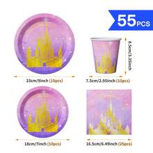 Princess Castle Disposable Plate, Napkin, Cup Set, Plates, Napkins And Cups Party Supplies, Serves 10 Guests, Disposable Paper Plates Party Tableware Suitable For Birthday, Wedding, Party, Family Picnic - View 10