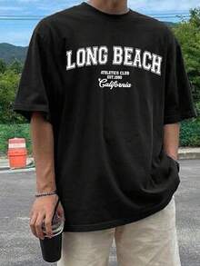 Simple Studio | 男士夏季字母印花圆领休闲T恤 - 黑色 - 查看 3