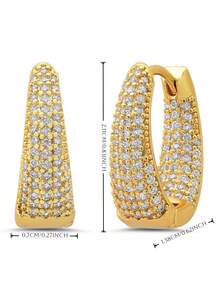 1 Đôi bông tai vòng nhỏ đính đá lấp lánh màu vàng kim dành cho nữ, quà tặng trang sức thanh lịch. - Vàng - Xem 4