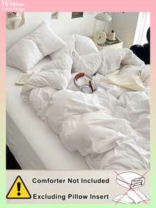 3pcs Milky White Bedding Set, Includes 1 Duvet Cover & 2 Pillowcases, Soft & Comfortable Home Textile, Available In Multiple Colors, Suitable For Dorm Rooms, Simple & Fashionable Home Decor, Soft & Cozy Bedroom Bedding Set, Machine Washable Without Filler - Creamy White - View 4