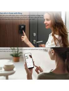 Timbre de vídeo inteligente con cámara, capacidad de batería de 400mAh, cámara HD, lente gran angular, intercomunicador de voz inteligente, Wi-Fi, altavoz incorporado, intercomunicador bidireccional, alerta en tiempo real, control a través de aplicación - Negro - Ver 7