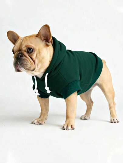 1pc Polyester Solid Color Dopamine Series Comfortable Basic Sleeveless Hooded Sweatshirt, Suitable For Indoor & Outdoor Wear For Cats And Dogs