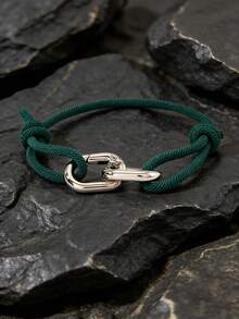 1条男士简约互扣编织绳手链，休闲尼龙绳手链，带互扣扣，防水耐用腕带，适合日常佩戴和送礼。 - 扣鎖手鍊 - 查看 15