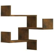 Étagères d'angle murales, 2 pièces, chêne fumé, 40x40x50 cm, bois d'ingénierie. - 1PC - Voir 2