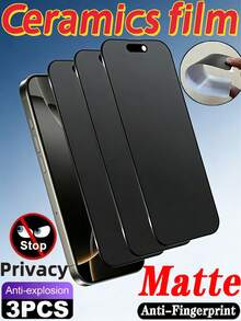 Privacy Screen Protector 3pcs Matte Anti Peeping Ceramic Film Anti Glare And Anti Fingerprint Explosion-Proof Scratch Resistant Anti Spy Phone Screen Protector Compatible With IPhone 17/16/15/14/13/12/11 Pro Max Plus Series No Bubbles Smooth And Oil Repellent Layer Office/Subway Privacy Protection Mother's Day Gift - 3PCS - View 18