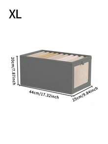 1/2 piezas Caja de almacenamiento de tela con/sin tapa, contenedor de almacenamiento de ropa con ventana transparente plegable, organizador de tipo cajón para jeans - gris sin funda - Ver 5