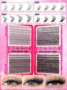 640/200片 DCurl 分簇假睫毛，大段式睫毛書，附膠水、密封件、鑷子與刷子。柔軟濃密蓬鬆，放大眼睛，適合初學者簡易DIY妝容，多款眼妝可選，完美適配日常配戴、婚禮與晚宴場合 - 玫瑰紅 - 查看 10