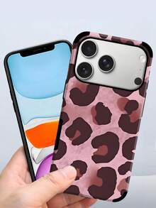 1 pieza Funda de teléfono de cuero suave con estampado vintage de leopardo, a prueba de golpes, compatible con Apple 17 Pro Max/16 Pro Max/16 Plus/13 Pro Max/14 Pro Max 13 14 11 12 Pro 11/15 Pro, Galaxy S24 Ultra, diseño con orificio para altavoz, regalo para fiestas - Rosa - Ver 4