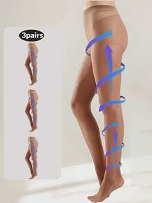 3 đôi quần tất thể thao nén dành cho nữ, độ nén tăng dần 15-20mmHg, thiết kế có đai giữ chân, màu đen, hỗ trợ áp lực tăng dần, độ đàn hồi cao, phụ kiện thanh lịch cho công sở và giải trí hàng ngày. - Nhiều màu - Xem 16