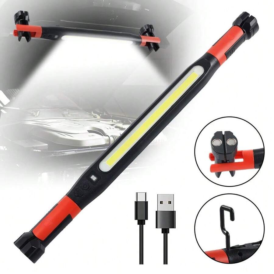 Outdoor COB Floodlight Work Light Bar USB Rechargeable White/Red Lamp With Magnetic & Hook