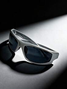 1 Pair Men's Cycling Sports Goggles With Wrap-Around Design, Fashionable Sports Glasses - Silver - View 10