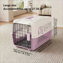 Airline- Portable Pet Carrier For Cats & Small Dogs - Airplane Cabin Crate With Dividers, Sturdy Breathable Travel Carrier, Available In Various Sizes (Car & Air Transport) - For Cats And Small Pets - Màu tím M - Xem 2