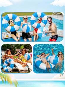 Bộ 4 quả bóng bãi biển 11 inch với sọc trắng và xanh dương, thích hợp cho các trò chơi dưới nước mùa hè và trang trí tiệc bãi biển - Bộ bóng bãi biển bơm hơi cổ điển số lượng lớn dành cho hồ bơi, trò chơi và tiệc sinh nhật người lớn. Bộ kết hợp để sử dụng khi đi du lịch hoặc ở nhà. Đồ trang trí bơm hơi chủ đề Hawaii nhiều màu sắc, quà tặng và vật phẩm lưu niệm cho bữa tiệc (11 inch) - Nhiều màu (xanh dương và trắng) - Xem 6