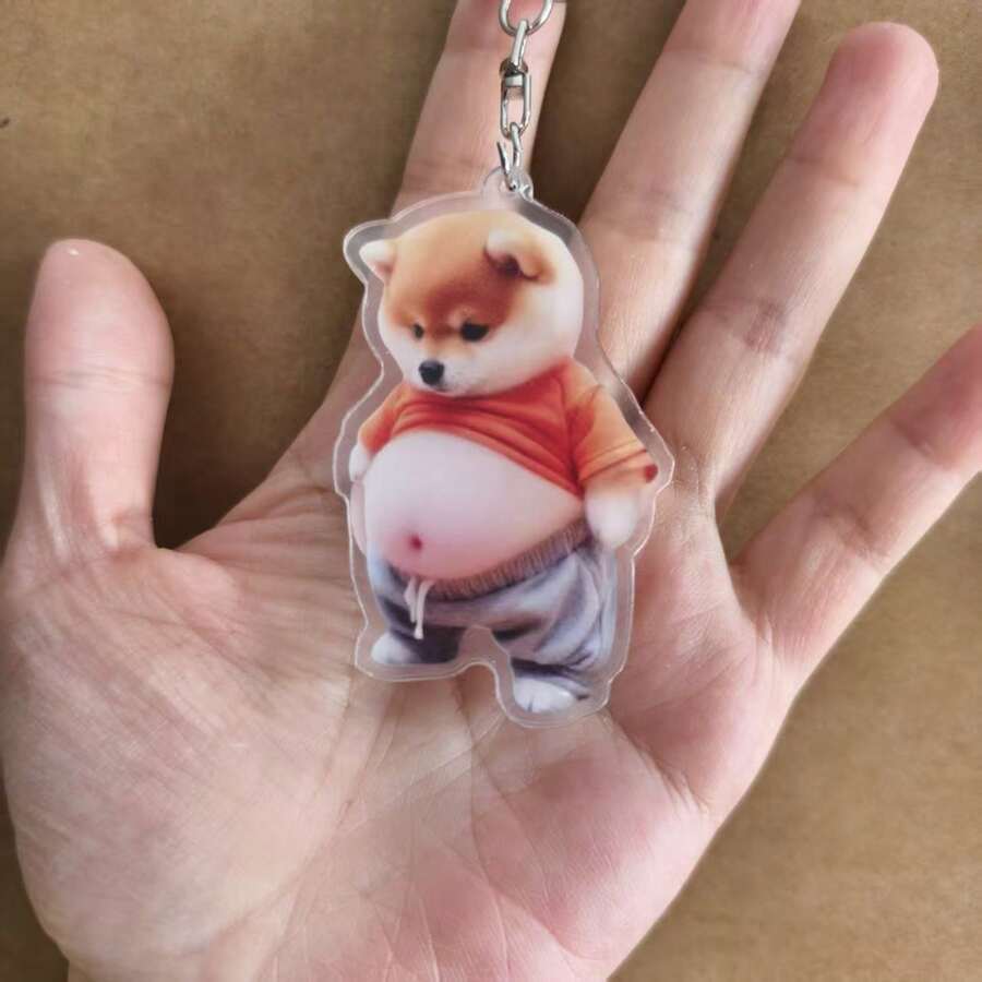 Acrylic Cartoon Dog Big Belly Squishy Creative Keychain Visual Aesthetic Stress Relief Squeeze Decompression Ornament For Teens Adults,Acrylic Dog Squishy, Big Belly Squeeze Ornament, Creative Stress Relief Keychain, Visual Aesthetic Pendant, Decor Accessory For Teens Adults - Multicolor - View 1