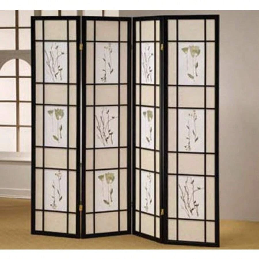 Small Flower Room Divider Black 4 - Black - View 1