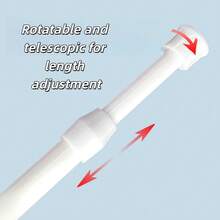 1/2 Barra de cortina ajustable, sin necesidad de perforación, incluye ganchos, diseño antideslizante en la parte inferior, adecuado para baño, cocina, armario, ventanas - Blanco - Ver 5