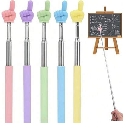 5 piezas/3 piezas/1 pieza Bastón retráctil de acero inoxidable, adecuado para la enseñanza y la conducción de niños, uso en el hogar o en el aula, temporada de regreso a clases (aleatorio)