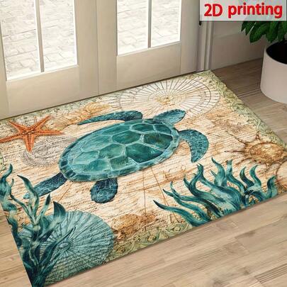 Thảm in hình rùa biển, thảm chùi chân chủ đề đại dương, thảm thoát nước bền chắc cho nhà bếp, phòng khách, lối vào, ban công, trang trí nhà cửa, chống trơn trượt, thích hợp cho quán cà phê, quán bar, kỳ nghỉ, tiệc tùng, phòng ngủ, phòng tắm, phòng giặt.