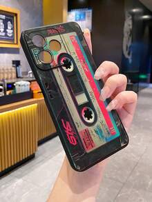 1 pieza Funda de teléfono retro tipo cámara de casete a prueba de golpes compatible con Apple/Galaxy - Negro - Ver 3