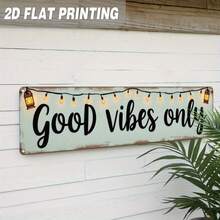 1pc 2D Flat Surface, "Positive Energy Atmosphere" Metal Wall Decoration - Country Farmhouse Style Design, With Distressed Effect And Light-Colored Garlands, 4*16in, Suitable For Bedrooms, Living Rooms, Kitchens, And Rural Home Decoration. - Multicolor - View 5