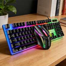 Wired Keyboard And Mouse Set, LED Backlit Silent Keyboard With Ergonomic Mouse, USB Plug And Play, Suitable For Home Office, Work, Gaming, Compatible With PC And Laptop - 查看 5