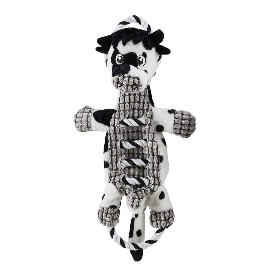 Outward Hound Ropiez Rope Interactive Dog Tug Toy For Tugging Squeaky Fun, 20.5 Inch Cow, Blue, Medium - Bò Xanh 20 inch - Xem 1