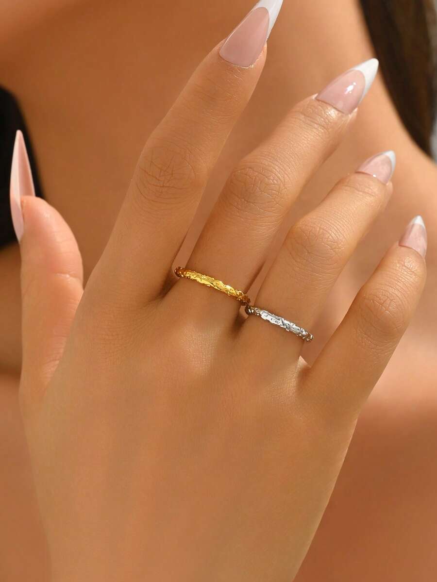 1 chiếc nhẫn trơn tối giản, kiểu dáng cổ điển, tinh tế, sang trọng, thời trang dành cho nữ. - nhẫn - Xem 1