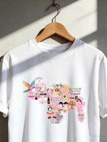 Summer Outfits For Women Vacation Outfits Women Spring Outfits For Women VenezuelaS Graphic T-Shirt, Plus Size Cotton Comfortable Short Sleeves, 220g - 白色 - 查看 3