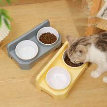 1个随机颜色猫碗，猫粮碗，倾斜防溅宠物喂食器和水碗，防倾倒狗碗 - 900mL - 查看 4