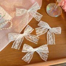 2pcs Summer Lace Bow Hair Clips - Beige - View 3