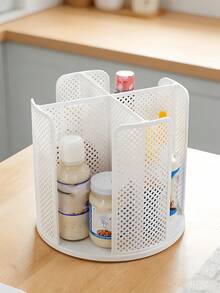 360 Degree Rotating Cup Holder Rack, Paper Cup And Lid Organizer, Plastic Cup Dispenser With 4 Compartments, Large Capacity Cup Holder Suitable For Countertop, Living Room, Bathroom, Coffee Station, Bar, Buffet, Kitchen Cabinet, RV Kitchen, Spice Rack, Home Decor, Kitchen Essentials - Multicolor - View 4