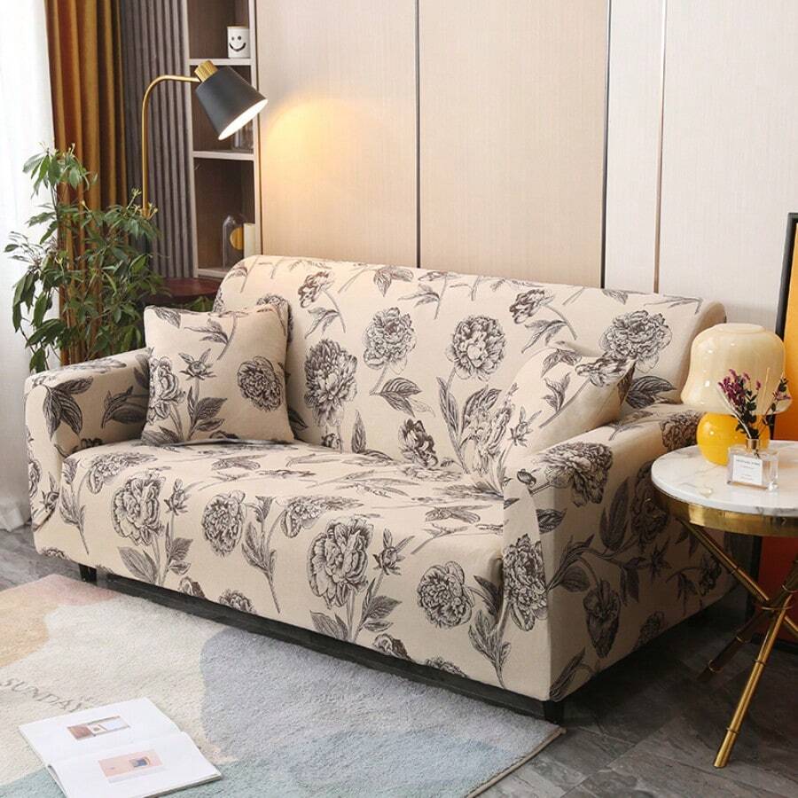 Vỏ bọc ghế sofa co giãn, vỏ bọc ghế sofa toàn diện bằng sợi polyester, vỏ bọc ghế sofa dệt kim bằng lụa sữa đa năng dùng được cả bốn mùa. - Màu be - Xem 1