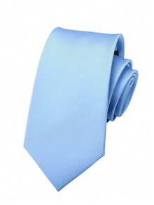1pc Men's Solid Color Necktie, Diagonal Ribbed Business Formal Tie,Accessories,Festival,Gifts,Graduation Gift,Accessories - Light Sky Blue - View 10