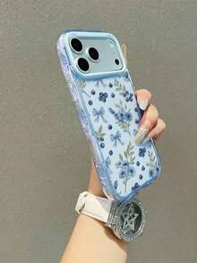 Ốp điện thoại chống sốc họa tiết nơ xanh và quả việt quất dễ thương, in hình cho iPhone 17 Pro, 14, 15, 13, 12, 11 - Màu xanh lam - Xem 4