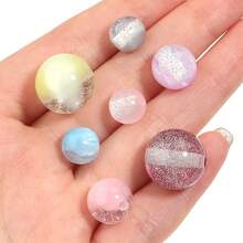 10-30 hạt nhựa tròn lấp lánh họa tiết thiên hà mùa xuân/hè, nguyên liệu làm vòng tay DIY. - tròn - Xem 6