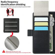 Splicing High Quality Stitched Faux Leather Flip Protective Full Cover Mobile Phone Case Compatible With Samsung Galaxy Z Fold 5 6 7 Card Slots Shockproof Magnetic Wallet Mobile Phone Case - Black - View 8