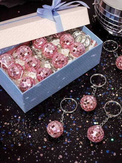 1/3/5pcs Pink Disco Ball Keychain - Mini Mirror Ball With Metal Ring, Shiny 70s 80s Party Favors, Suitable For Wedding, Birthday, Valentine's Day - Photo Props And Decorative Gifts, Bachelorette Party Favors, Wedding Birthday Gifts, Party Accessories, Retro Disco Party Decor, Best Christmas Choice. Eye-Catching Keychain.