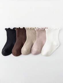 5 đôi tất cho bé gái, kiểu dáng rộng rãi, không bó sát, có bèo nhún, kiểu công chúa, dành cho bé gái từ 0-5 tuổi. - Nhiều màu - Xem 4