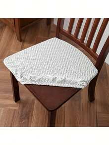 1 pièce/4 pièces set Housse de coussin de chaise jacquard, Housse de chaise extensible de couleur unie, Matériau élastique convenant à toutes les saisons, Convient pour la maison, l'hôtel, les chaises de loisirs, résistant aux taches, anti-rayures, articles ménagers, housse de chaise - Blanc - Voir 4