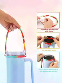 1 pieza Correa suave y resistente para botella de agua, asa de botella de agua, cuerda colgante para taza de agua - Cuerda de transporte de silicona para botellas de agua - Compatible con la mayoría de botellas de agua de 8-40 onzas - Accesorios para tumblers - Multicolor - Ver 6
