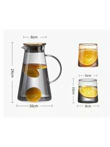 1 Piece 2026 New Product High-Temperature Resistant Glass Cold Water Bottle, Large-Capacity Household Water Cup, Fruit Teapot, High Borosilicate Heat-Resistant Pot, Transparent Glass Milk Juice Drink Pot, Hotel, Mall, Shop Supplies. - Multicolor - View 3
