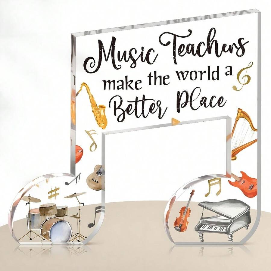 [2D Flat] 1pc Creative Music Note Acrylic Appreciation Gift, Suitable For Music Teachers And Friends Who Love Music, Unisex, With A Fresh Design. This Souvenir Is Perfect For Occasions Like Birthdays And Christmas. - A - View 1