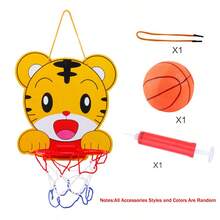 Set Topi Basket Portabel untuk Anak-Anak, Desain Kartun, Mainan Olahraga Gantung Luar/Dalam Ruangan untuk Anak Laki-Laki dan Perempuan, Bahan Karton Tahan Lama, Cocok untuk Anak-Anak - MultiWarna - View 12