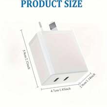 纯色墙式充电器 [AU] 双 TYPE-C 20W 充电器适配器，适用于澳大利亚家庭智能手机、平板电脑、手表、笔、笔记本等家用小家电，快速充电，阵亡将士纪念日夏季启动 - 查看 5