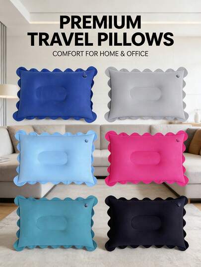 1个充气小颈枕，便携式旅行颈枕+午睡枕，飞机颈枕，小巧轻便，易于携带和存放，适合旅行
