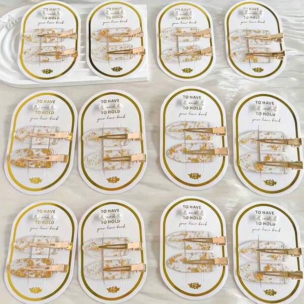 8/6/5/1pcs Gold Foil Hair Clips, Earring Gift Card Paper, Wedding Season, Graduation Season, Bangs Gold Hair Clips, Seamless Hair Clips, Suitable For Women's Gifts, Bridesmaid Gifts, Bridal Shower Gifts, Gifts For Classmates And Teachers