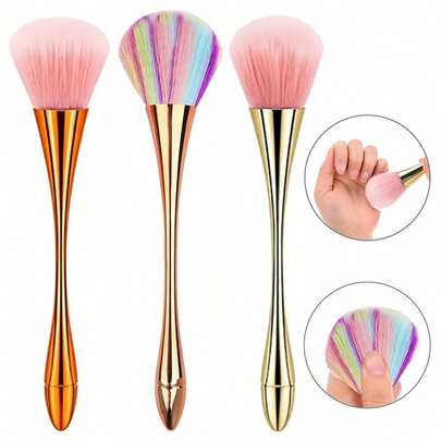 3 Piezas Juego de Brochas para Quitar el Polvo de las Uñas, Brochas Suaves con Mango de Cintura para Herramientas de Uñas Acrílicas