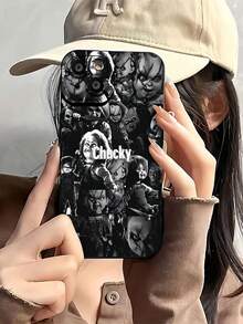 Collage de la película de terror Chucky en blanco y negro.funda de teléfono Fundas compatibles con Samsung,Apple,VIVO,OPPO,Motorola,Google,Xiaomi y Honor.Fabricadas en silicona TPU,ofrecen protección contra golpes y caídas. - Negro - Ver 3