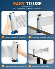 EOTJYAO Retractable Ping Pong Net, Upgrade Table Tennis Net Stands Upright Without Sagging, Ping Pong Net For Any Table, Easy To Use And Portable, Play Indoors &Amp; Outdoors, Ping Pong Table Net - White - View 6